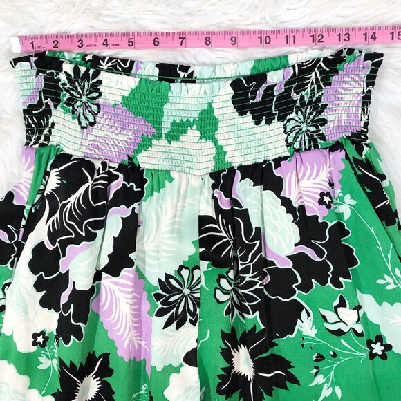 ANTHRO Maeve The Saria Smocked Tropical Floral Wide-Leg Pants Lavender/Green M - Picture 7 of 14